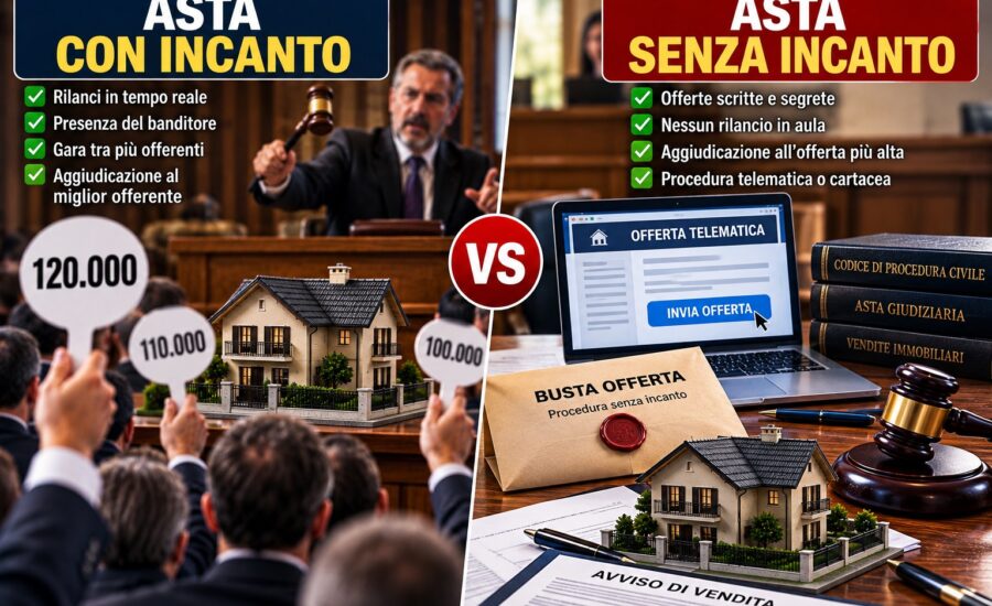 Aste immobiliari con incanto e senza incanto