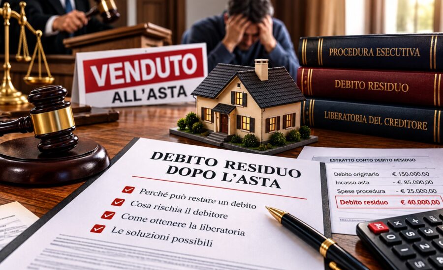 Debito residuo dopo l'asta immobiliare